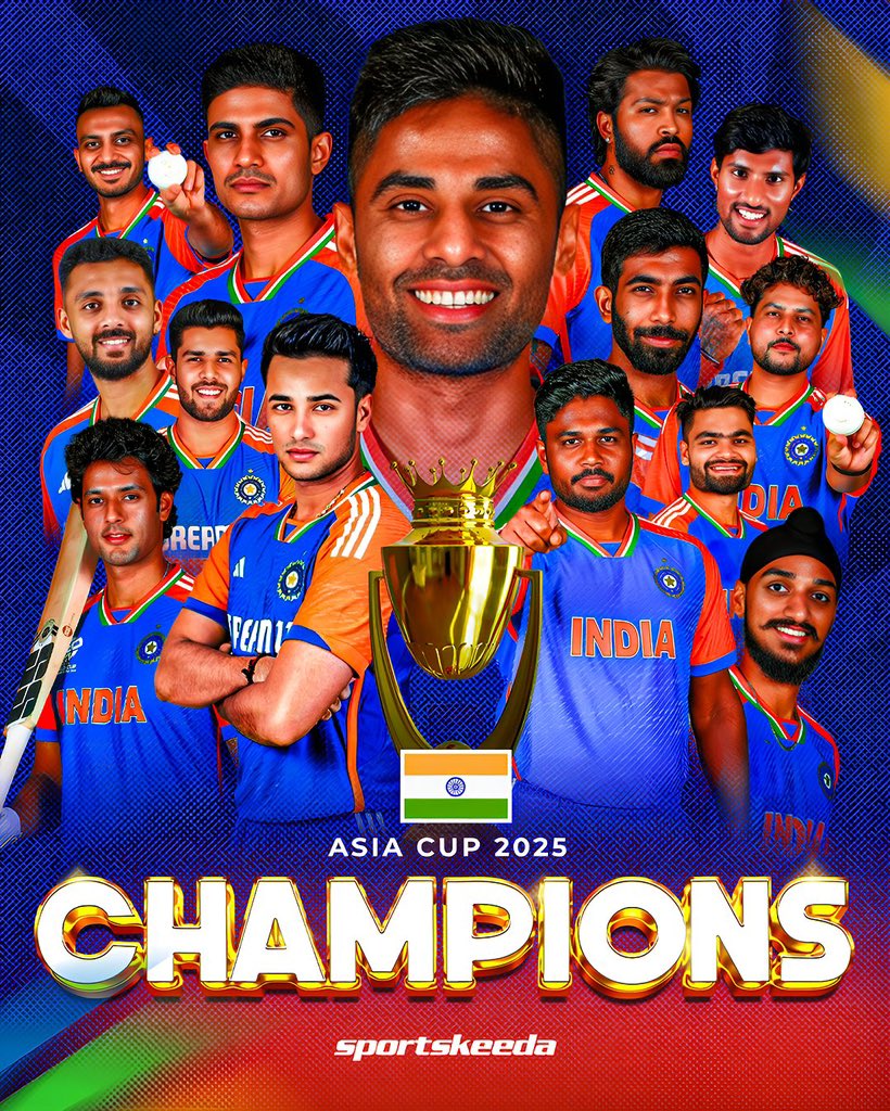 RajeshP01558459's tweet photo. CHAMPIONS OF ASIA! 🏆

Congratulations to Team India for being the Asian Champions!

A dominant performance, unwavering spirit and true champion mindset brought the trophy home once again. 💙 https://t.co/zDAWSzzMCa