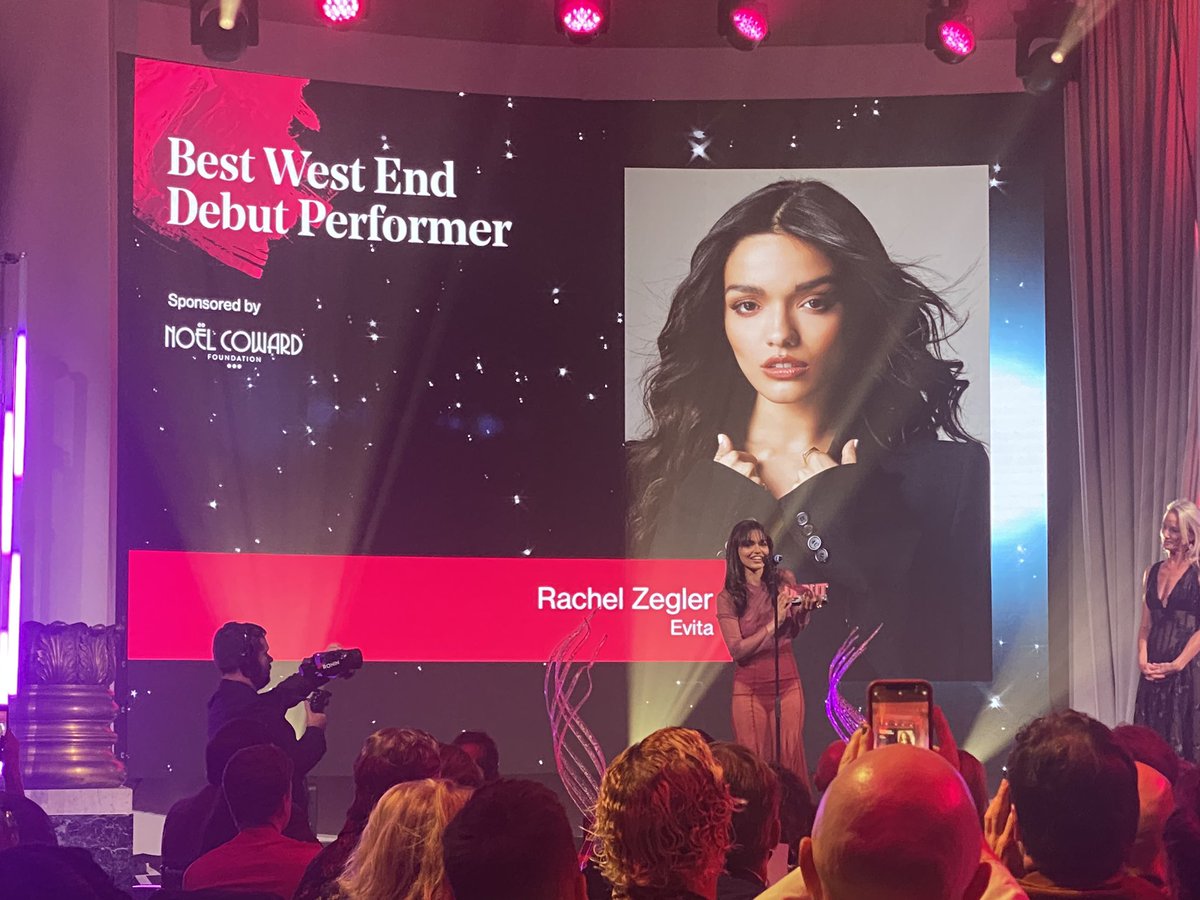WhatsOnStage's tweet image. Rachel Zegler wins the Best West End Debut Performer at #TheStageDebutAwards!