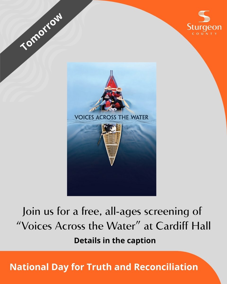 Tomorrow! 
🎬Voices Across the Water | 🕓 5 PM | 📍 Cardiff Hall
Join us for film, reflection &amp; community as we mark National Day for Truth and Reconciliation 🧡 
#NDTR #OrangeShirtDay