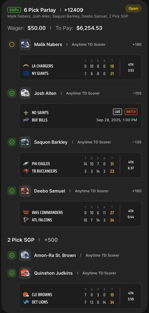 OneF0ur's tweet photo. Hey @DKSportsbook can you guys void Nabers pls https://t.co/0ndoCkNsEW
