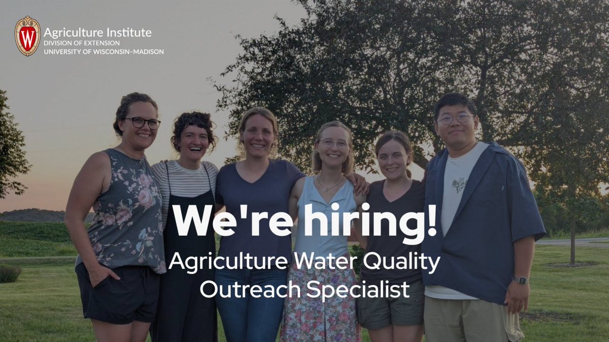 UW-Madison Extension is hiring an Agriculture Water Quality Outreach Specialist! Hybrid role based in WI. Apply by Oct 6 to lead research-based programming and outreach. Apply now: go.wisc.edu/0lm50x