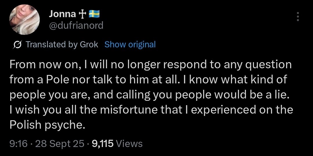 StefanBrakus93's tweet image. 🇵🇱 People like @dufrianord need to be called out for being terrible representatives of nationalist movements in Europe.

Instead of LARPing as a Nazi and insulting fellow Europeans over non-existent "issues", focus on Sweden's problems and look at yourself.

#Poland #Nationalism