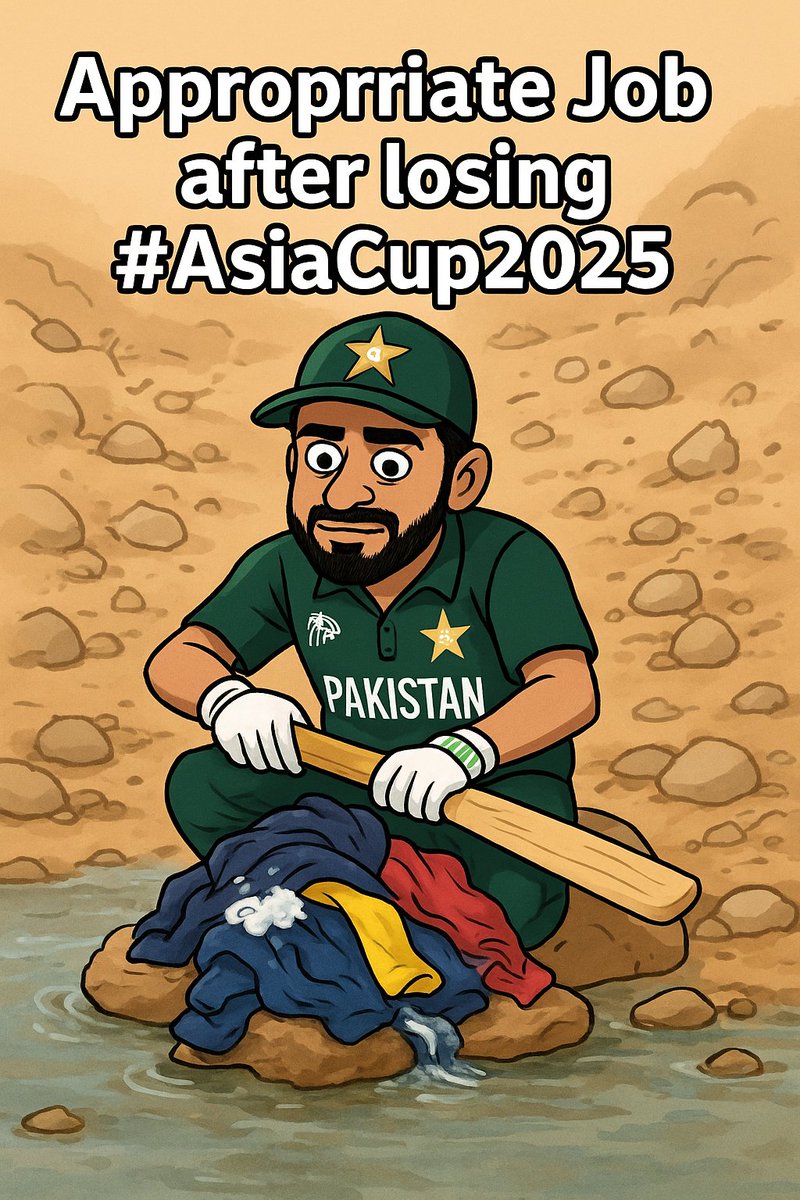 miryar_baloch's tweet photo. For Terroristan aka Pakistani Nalaaik cricket team:
📢 For Pakistanis after losing #AsiaCup2025
Turns out the real destiny of the BAT 🏏 isn’t scoring runs…
It’s scrubbing jeans at the laundry shop! 🧼👕
#AsiaCupFinal #AsiaCup2025 #NewCareerPath 😂 https://t.co/AWzw5umhGE