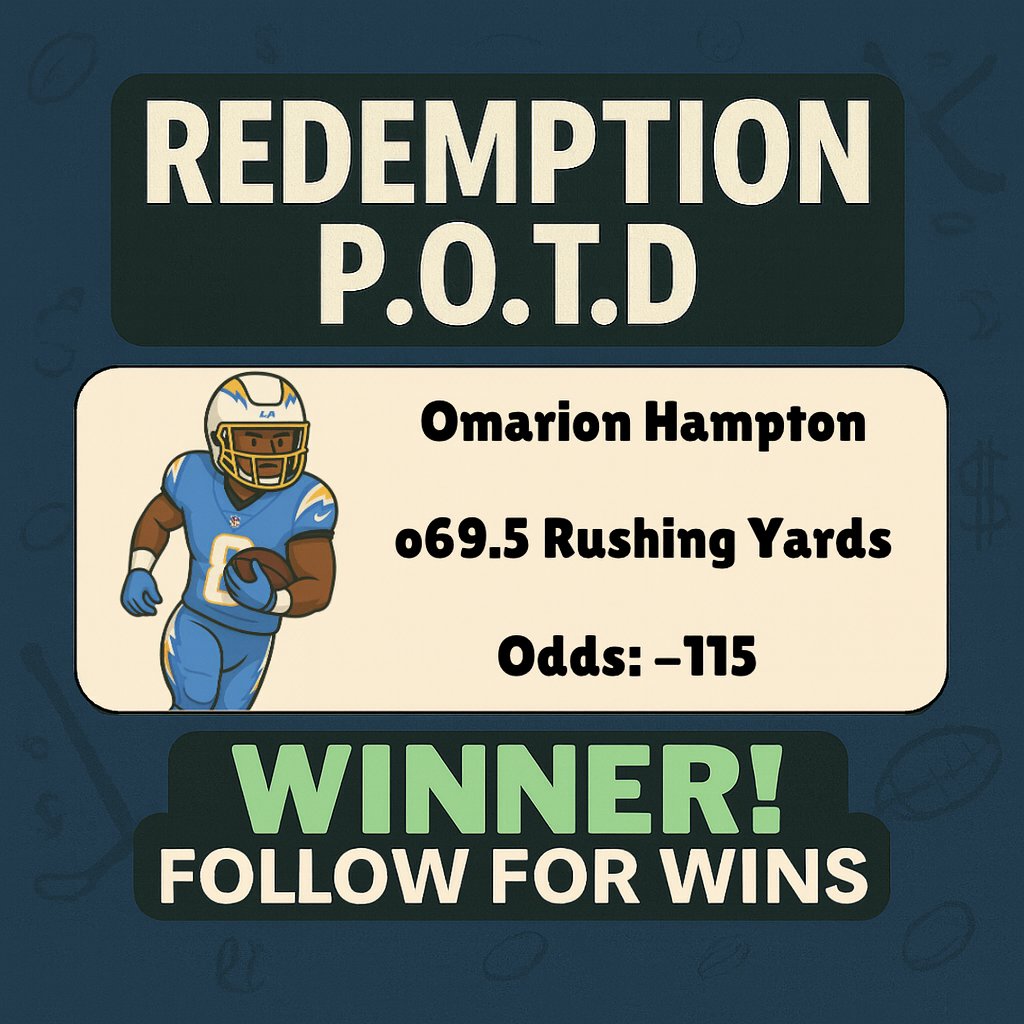 BKBetsOfficial's tweet photo. π° REDEMPTION P.O.T.D HITS π°
Omarion Hampton sails over 69.5 rushing yardsπ₯
Another W for the squad β
#NFL #NFLBets #SportsBetting #GamblingTwitter #BettingPicks #Football #ParlaySeason #NFL2025 #WinningPick #Bets https://t.co/5VQVWJ4tJD