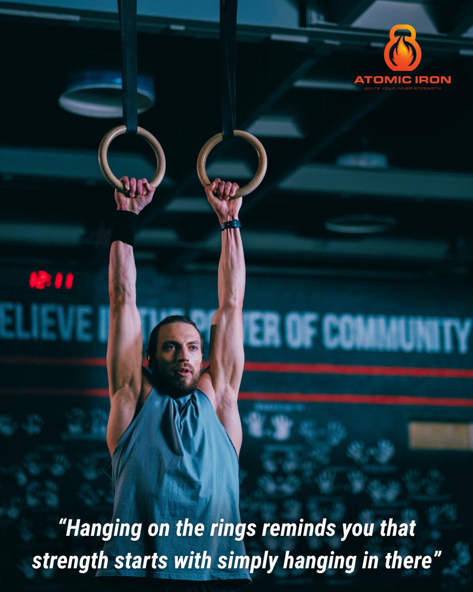 atomic_iron's tweet photo. Hanging on the rings reminds you that strength starts with simply hanging in there.

#KeepGoing #GymRings #Crossfit #Fitness https://t.co/fhZgcwsNo0
