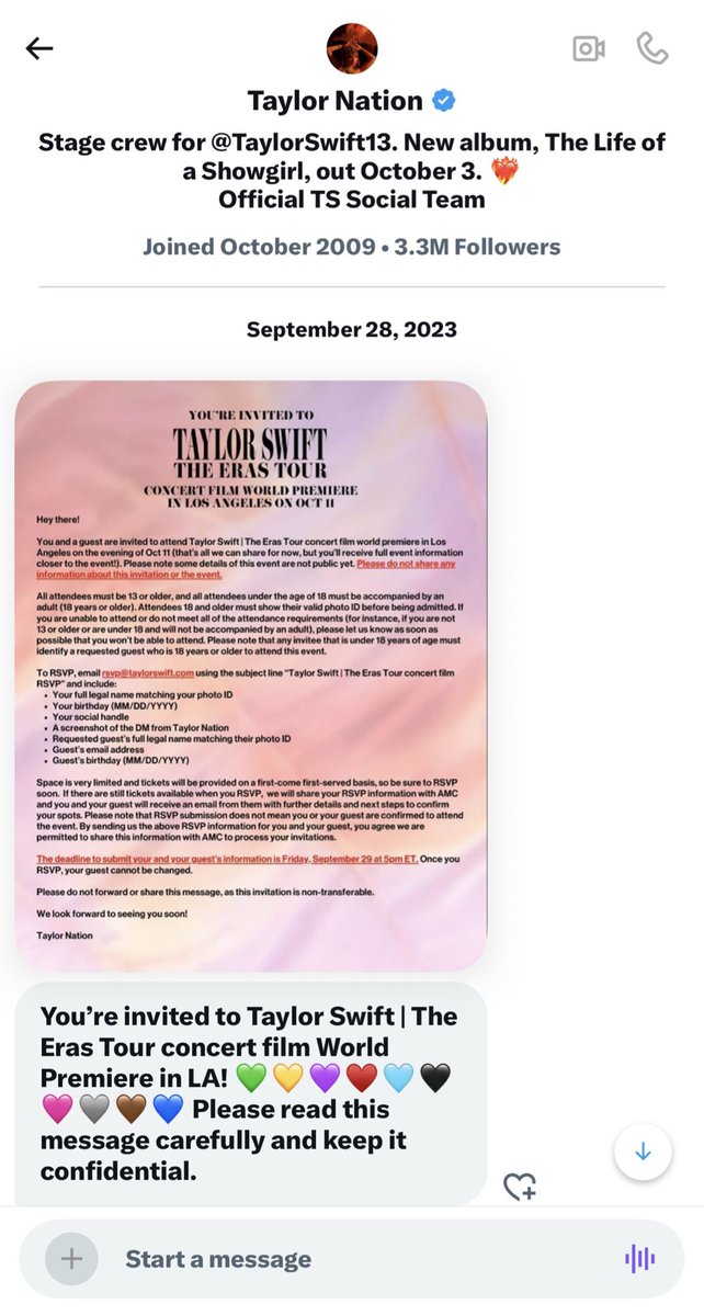 happy two years to me waking up and falling off the couch after reading this dm, thank you for everything <a href="/taylorswift13/">Taylor Swift</a> &amp; <a href="/taylornation13/">Taylor Nation</a> 🫶🏼
