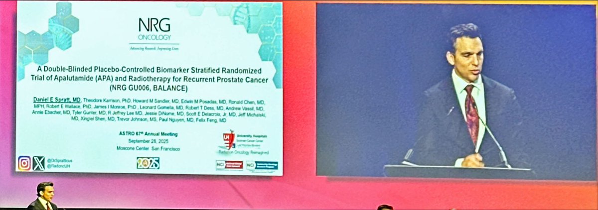 _ShankarSiva's tweet image. 🚨 NRGGU006: prospectively validated 🎯 PAM50 = predictive 🔬 biomarker for ARPI in #ProstateCancer!

Adding apalutamide 💊 to salvage RT (no ADT) boosted 5-yr bPFS (72% vs 54%) &amp;amp; MFS (95% vs 82%) in luminal B tumors ➡️ no benefit in others. @DrSpratticus 
#ASTRO25 #RadOnc