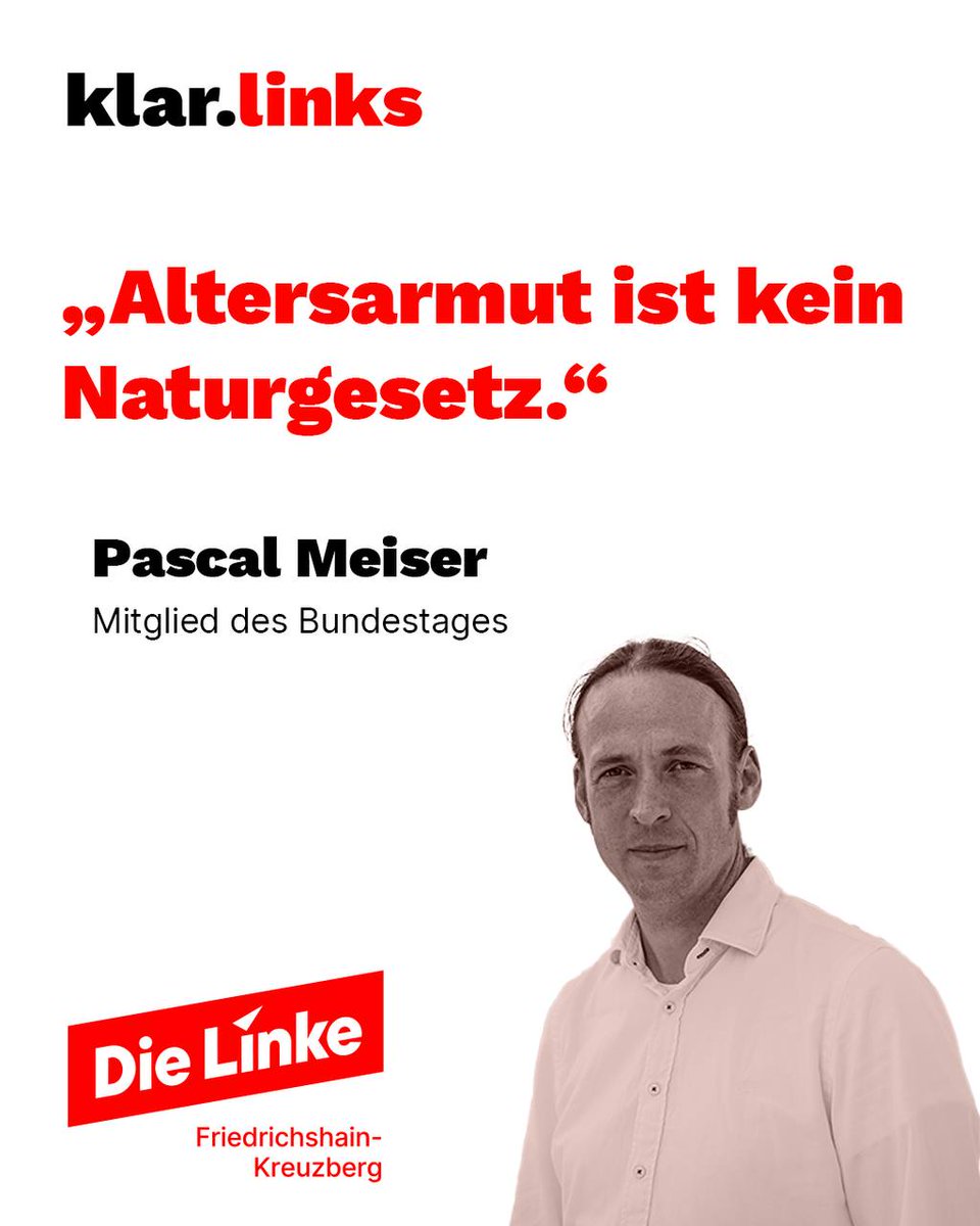 linkekreuzberg's tweet image. Unser Direktabgeordneter im Bundestag, Pascal Meiser, erklärt warum die Pläne der schwarz-roten Bundesregierung keine Abhilfe gegen Altersarmut leisten und was Die Linke fordert, für ein würdevolles Leben in der Rente.

Den klar.links-Artikel gibt es auf dielinke-fk.de