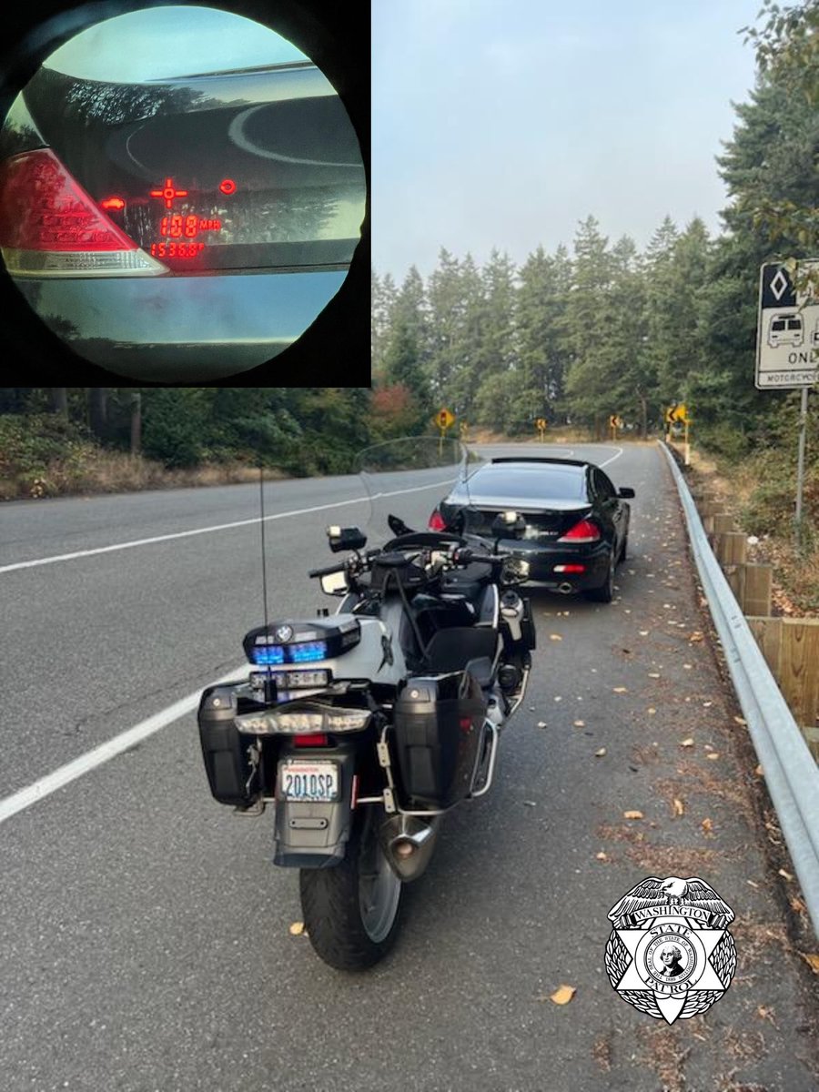 This vehicle was stopped going 108 MPH in a 60 MPH zone SB I-5 near SR-18 in Federal Way. Driver had no license, no insurance and expired tabs. He left with a $1800 ticket. 

Crashing at 108 MPH would be devastating. Slow down!!!