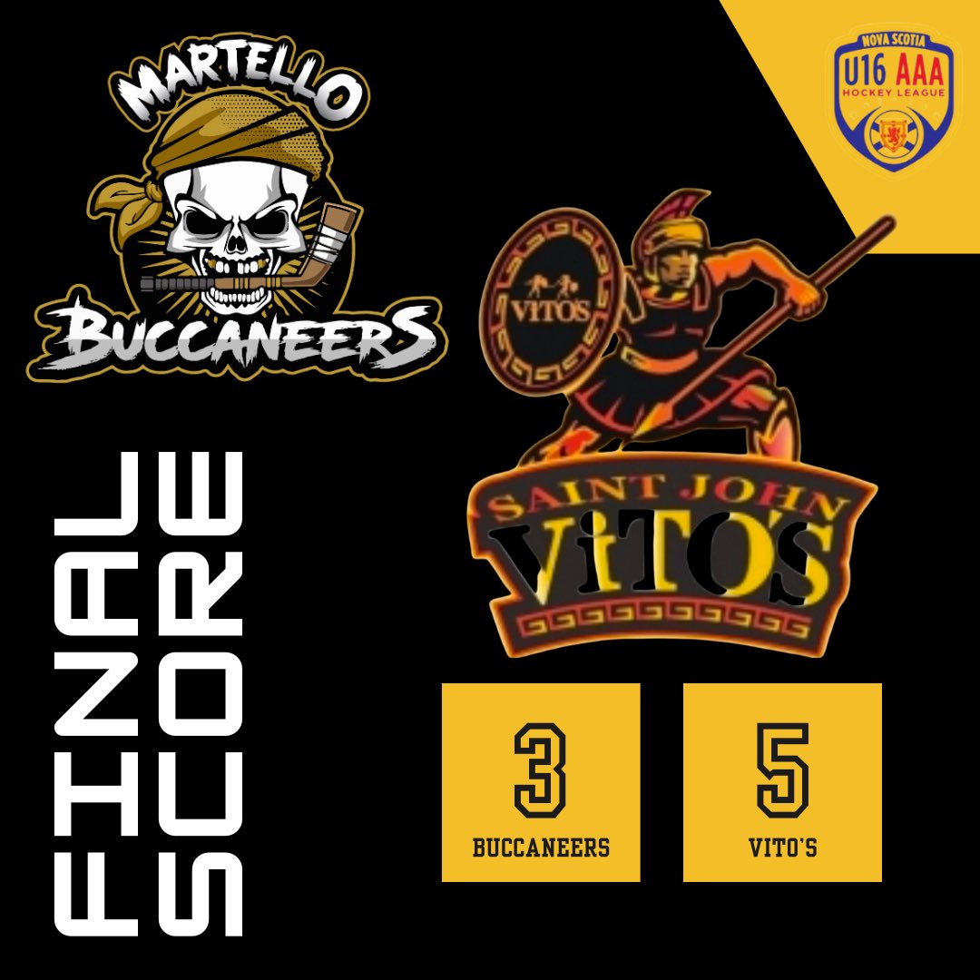 Final Score: 5-3 @u16aaavitos 🏒

Goals: 
☠️ Isaac Maclellan (Kassel Belen, Cameron Baillie)
☠️Carter Kirton (Kassel Belen, Isaac Maclellan)
☠️ Logan Mahoney (Jonathen Probert)

Brennan Fitzgerald stopped 27 shots! 🥅