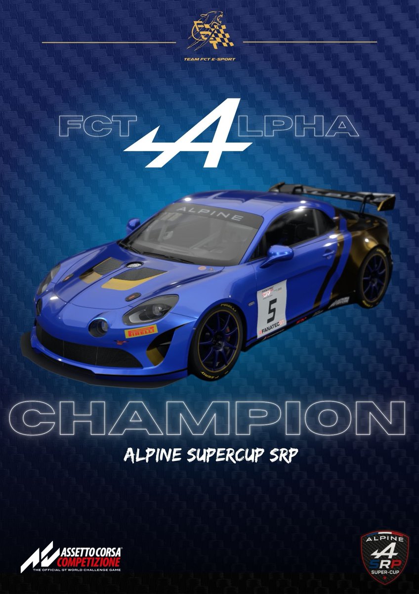 FctAlpha's tweet photo. CHAMPION ALPINE SUPERCUP SRP🏆
Un 1er titre solo sur ACC aux termes d'un championnat maitrisé du début à la fin 💪
Merci à la team SRP pour l'organisation  et la gestion parfaite 🔥
Merci à mon équipe et mes proches pour le soutien❤️ https://t.co/2p84K8QypI