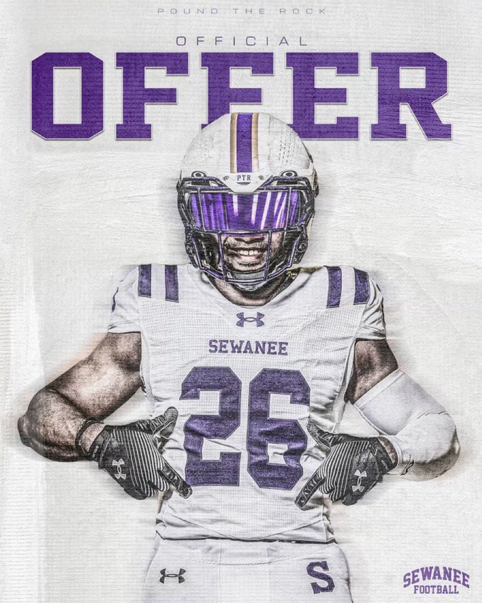 after a great talk with <a href="/TPW_CUNNINGHAM/">Justin Cunningham</a> i am blessed to say i have received an offer from <a href="/SewaneeFootball/">Sewanee Football</a> !! <a href="/dboggs0714/">David Boggs</a> <a href="/CoachCHam/">Eddie Cunningham</a> <a href="/coachdobbs78/">Jason Dobbs</a> <a href="/CoachPitt_LC/">Evan Pittenger</a> <a href="/CoachMacSewanee/">Andy McCollum</a> <a href="/LCFalconFB/">LCHS Falcons</a> <a href="/CSmithScout/">Chris Smith</a>