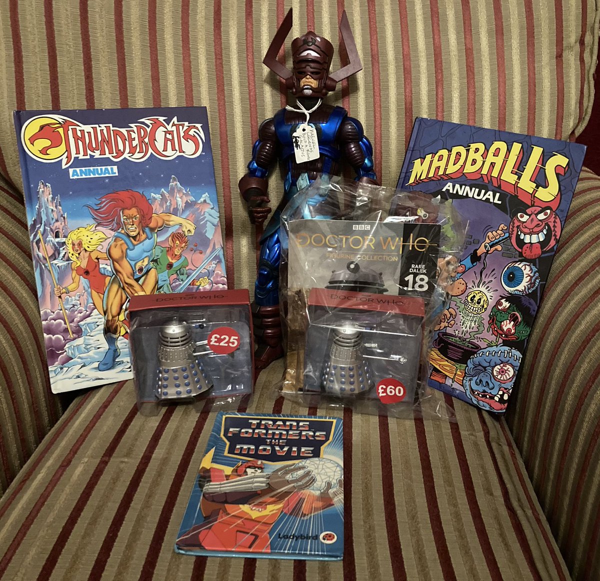 Goodnight, X. A marvellous time was had at the NEC Toy Fair today. Well it would have been marvellous if I hadn’t been saddled with the company of <a href="/derek_whelk/">DerekWhelk</a> 
I’m very pleased with my modest haul of goodies 🤩