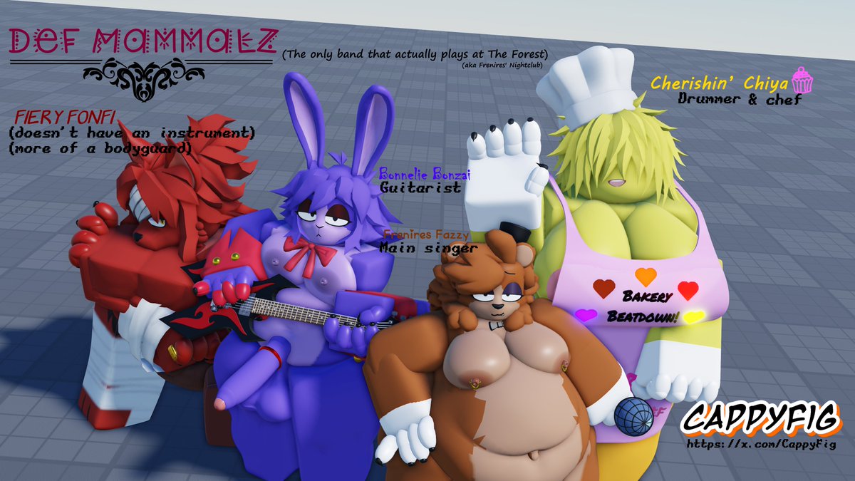 The Bashful Band
My take on fnaf blah blah blah hey look freddy's a chubby femboy now yippee

Tags: #rr34 #robloxnsfw #robloxporn #nsfw #furryrr34 #furrynsfw
