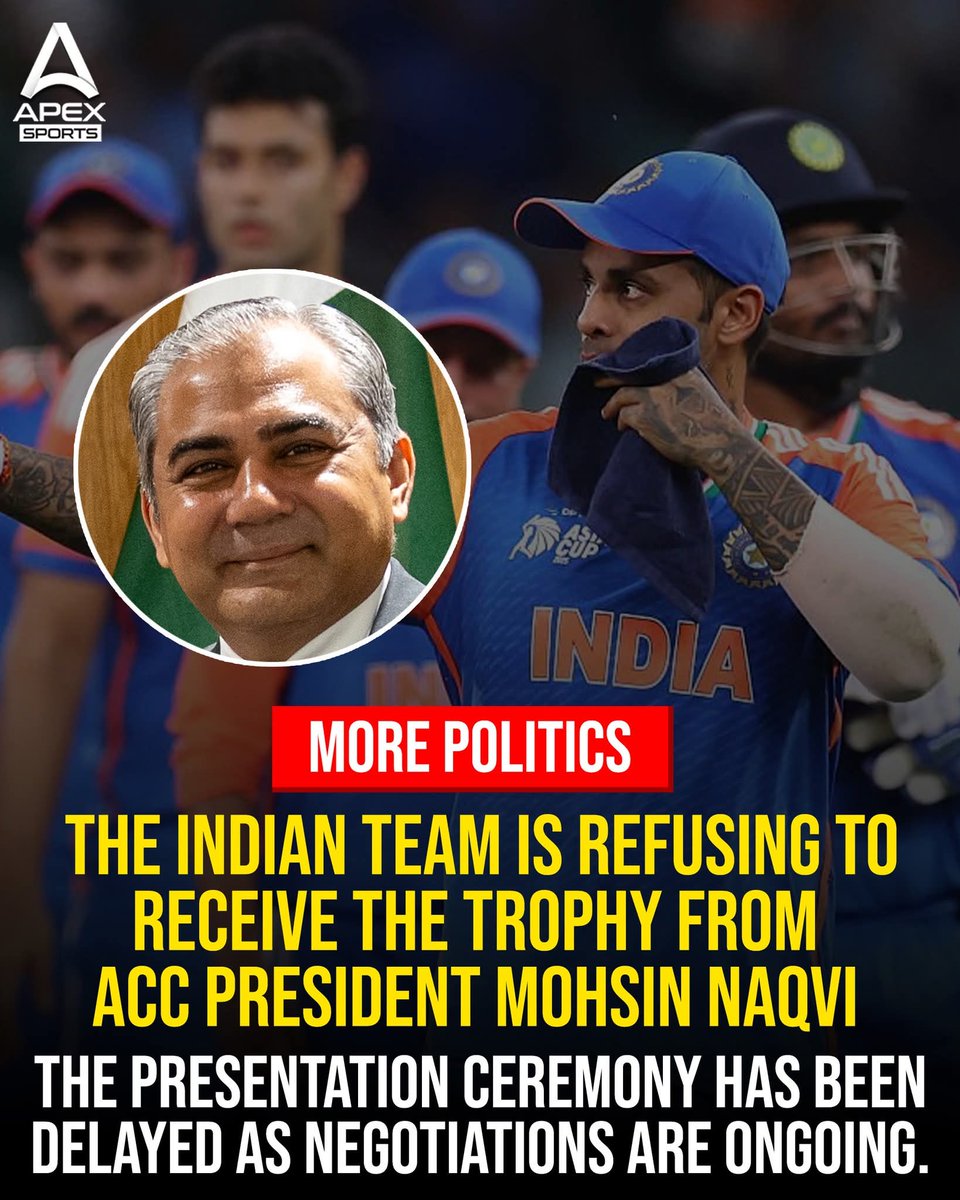 usman_ch001's tweet photo. Team India refused to receive the Trophy from Mohsin Naqvi 
 #mohsinnaqvi #PakVsIndia #INDvPAK #IndianCricket #indvspak2025 https://t.co/3keabCZCec