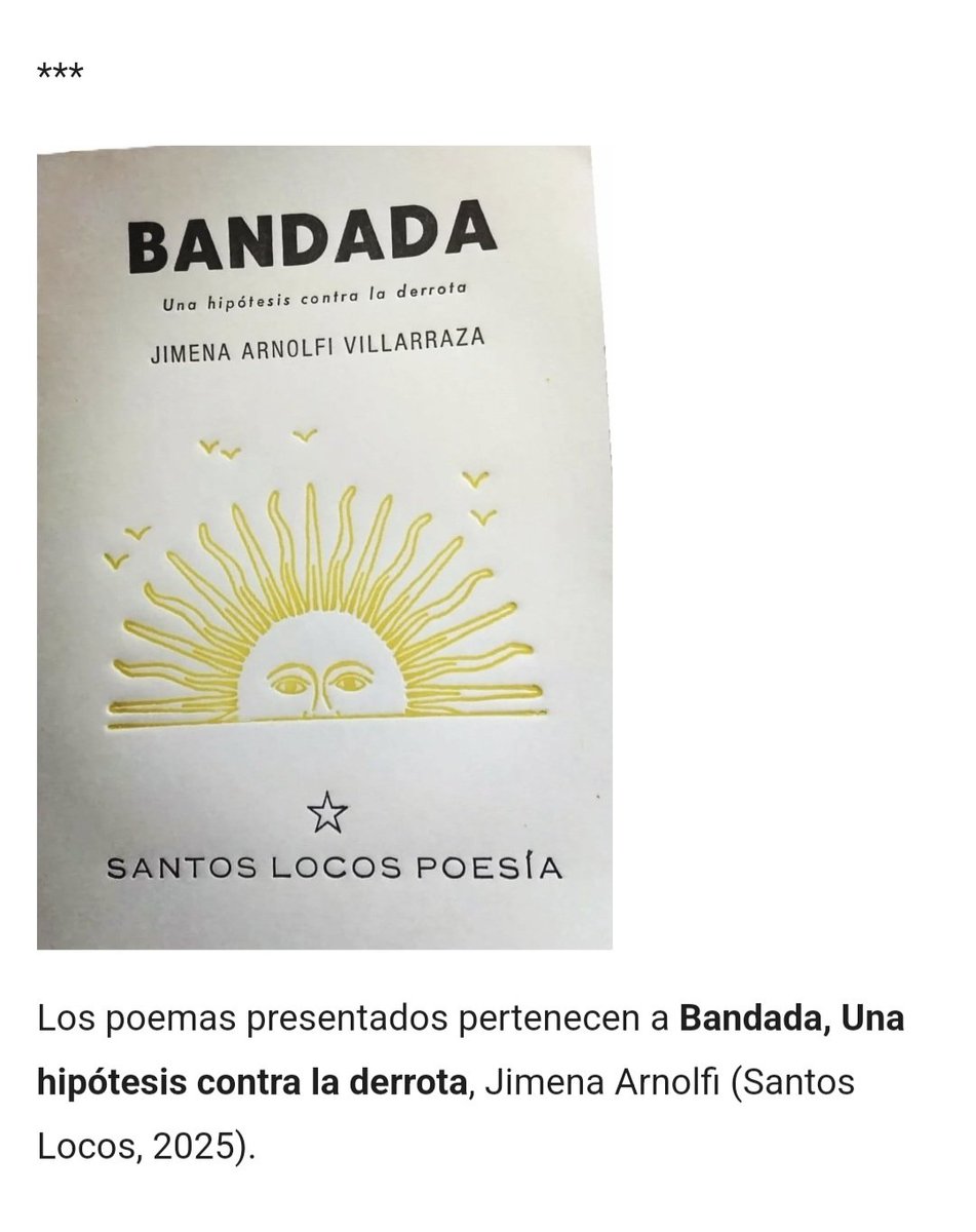 ☀️🦅 Comparto la reseña de BANDADA que escribió Mario Nosotti, a quien leo y subrayo hace mucho tiempo. En su blog Música Rara también van a encontrar unos poemas del libro que él seleccionó 📚 <a href="/SantosLocos1/">Santos Locos</a> 

musicararablog.wordpress.com/2025/09/25/nad…