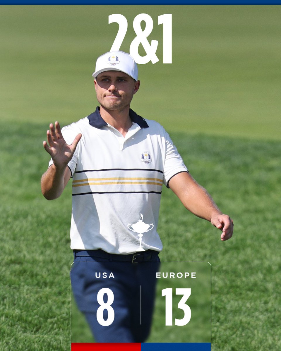RyderCupEurope's tweet photo. Ludvig gets us to 13! 🇪🇺

#TeamEurope | #OurTimeOurPlace https://t.co/a7a3QTNOVC