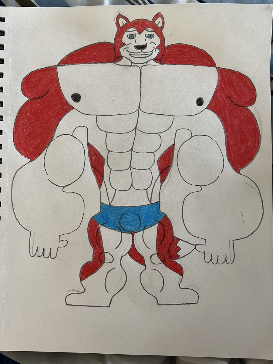 Here’s a brand new drawing I made of The Flaming Fox as a hunky husky, his name is Nathan the Husky.