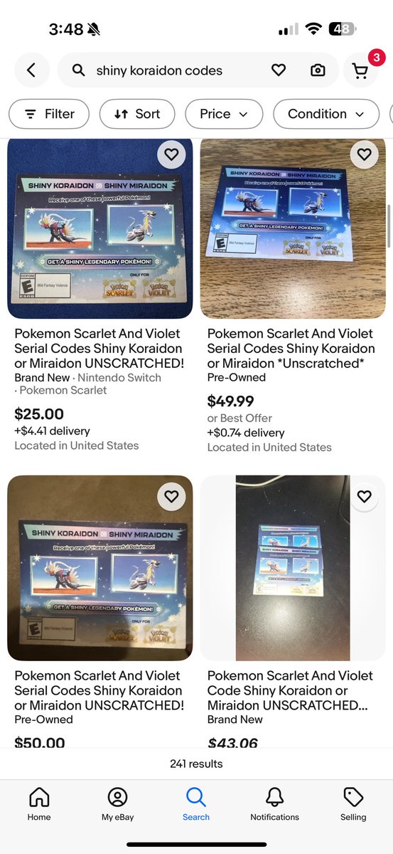 ZacLybrand's tweet photo. @Pokemon this is not ok! Pokemon Shiney codes are being scalped and resold for $20-$40. How are game players supposed to get these now? I can’t even get one! https://t.co/7bJZe1Btki