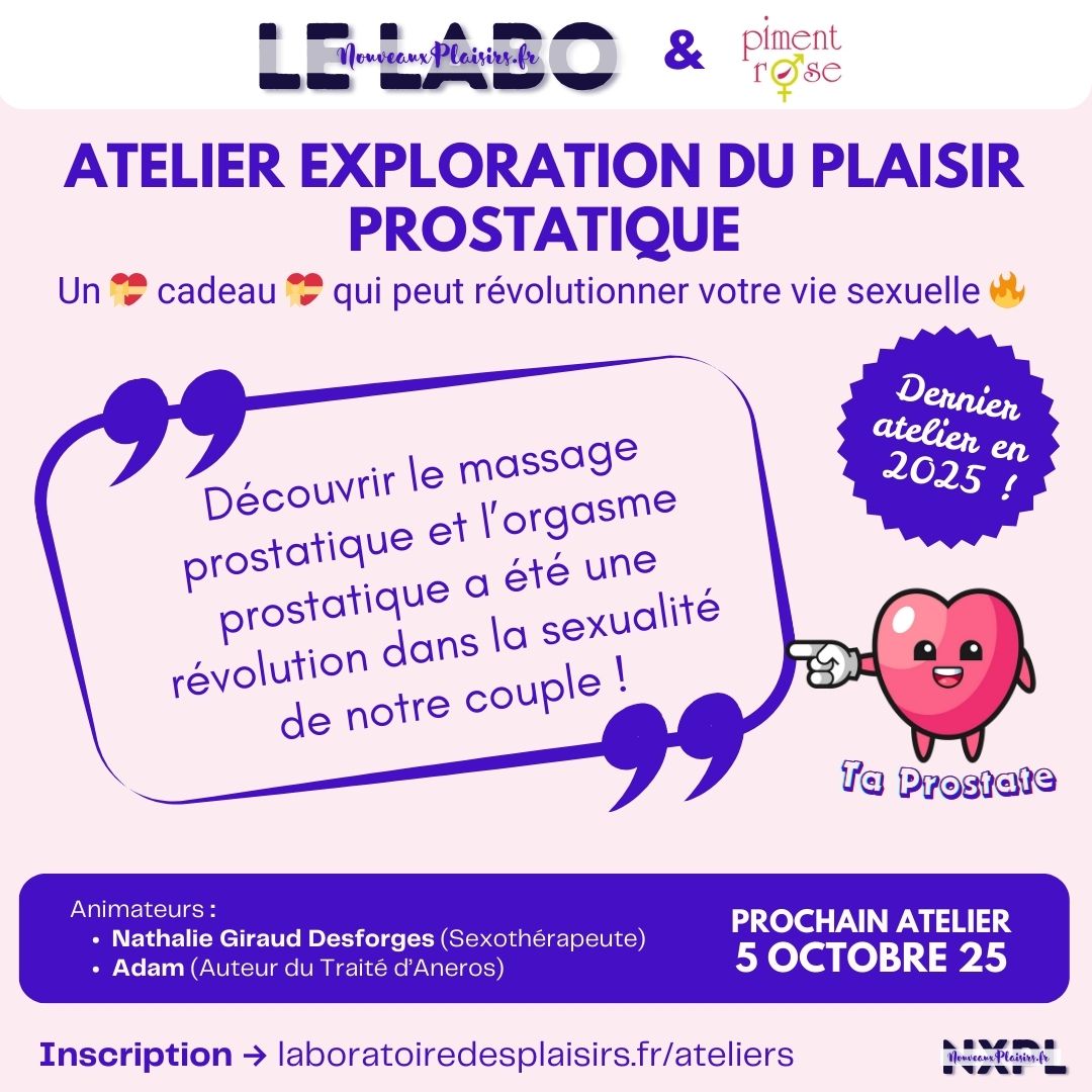 🚨 Révolutionnez la sexualité dans votre couple🔥en découvrant le massage prostatique, l'orgasme prostatique et comment devenir un homme multi-orgasmique avec notre atelier !

Une approche unique depuis 7 ans, de la théorie à la pratique ! <a href="/pimentrose/">PIMENT ROSE</a>