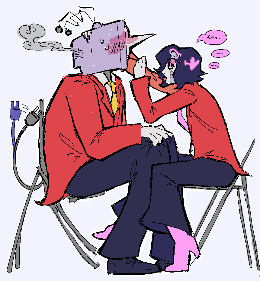 gnatsanidiot's tweet photo. wow hes doing his makeup thats so kind of him. idk whats up with the freak on the left #mettatenna #deltarune https://t.co/k5EIJ27FFA