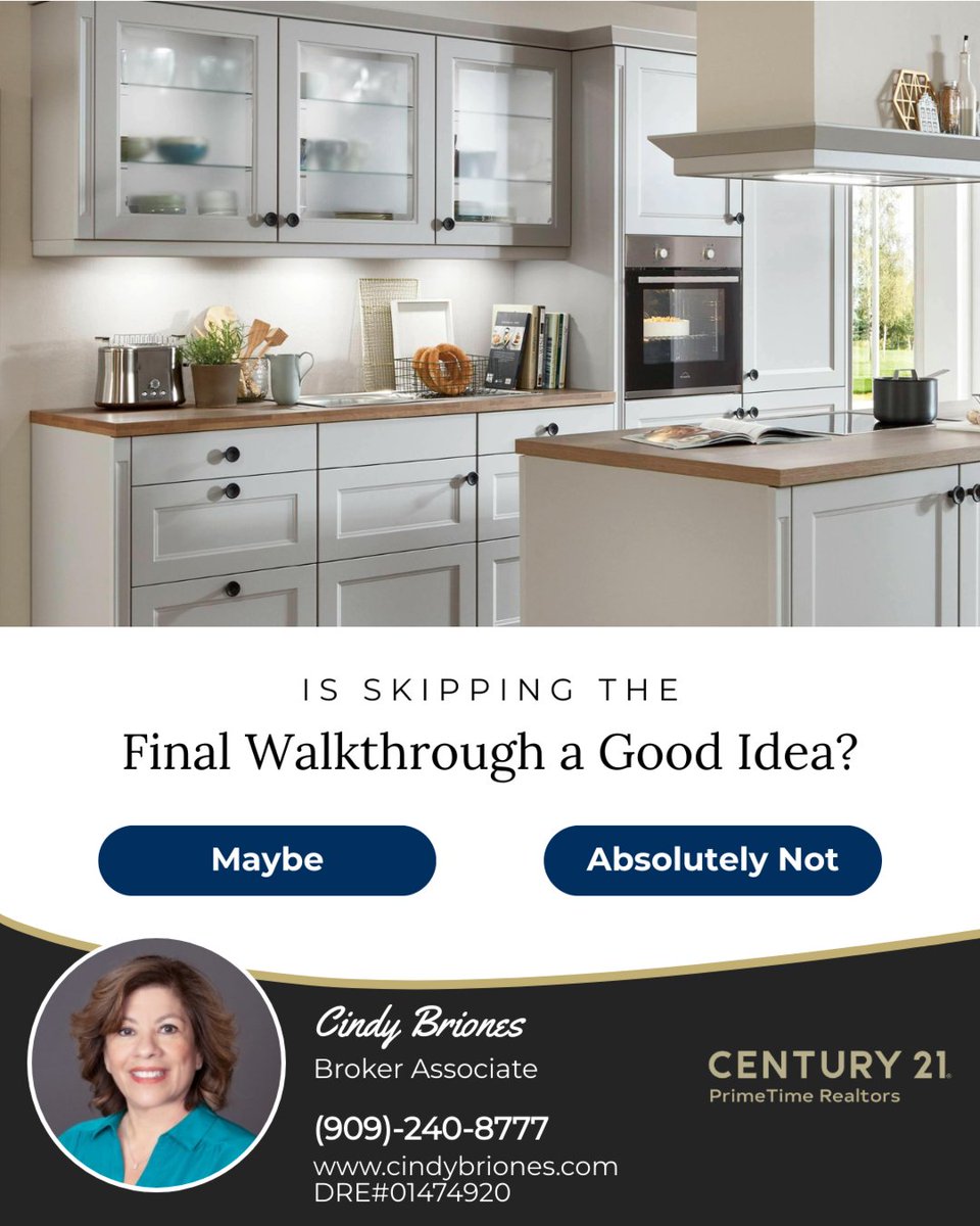 cb4homes5's tweet image. The final walkthrough is your last chance to inspect the home before closing. Use this step to confirm that all agreed-upon repairs are complete, fixtures and appliances are in place and working, and the property is in the condition expected.

#finalwalkthrough #inlandempire