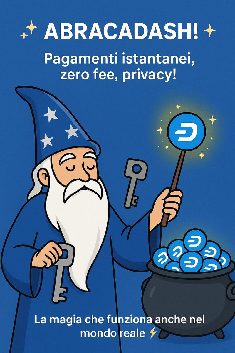 ItaliaDash's tweet photo. ✨ AbracaDASH!
La vera magia è pagare istantaneamente, ovunque ⚡️💙
@Dashpay $Dash #Dash #CryptoMeme #MagicMoney
#DigitalCash #InstantSend #CryptoLife #Meme https://t.co/pIR7xCECk6