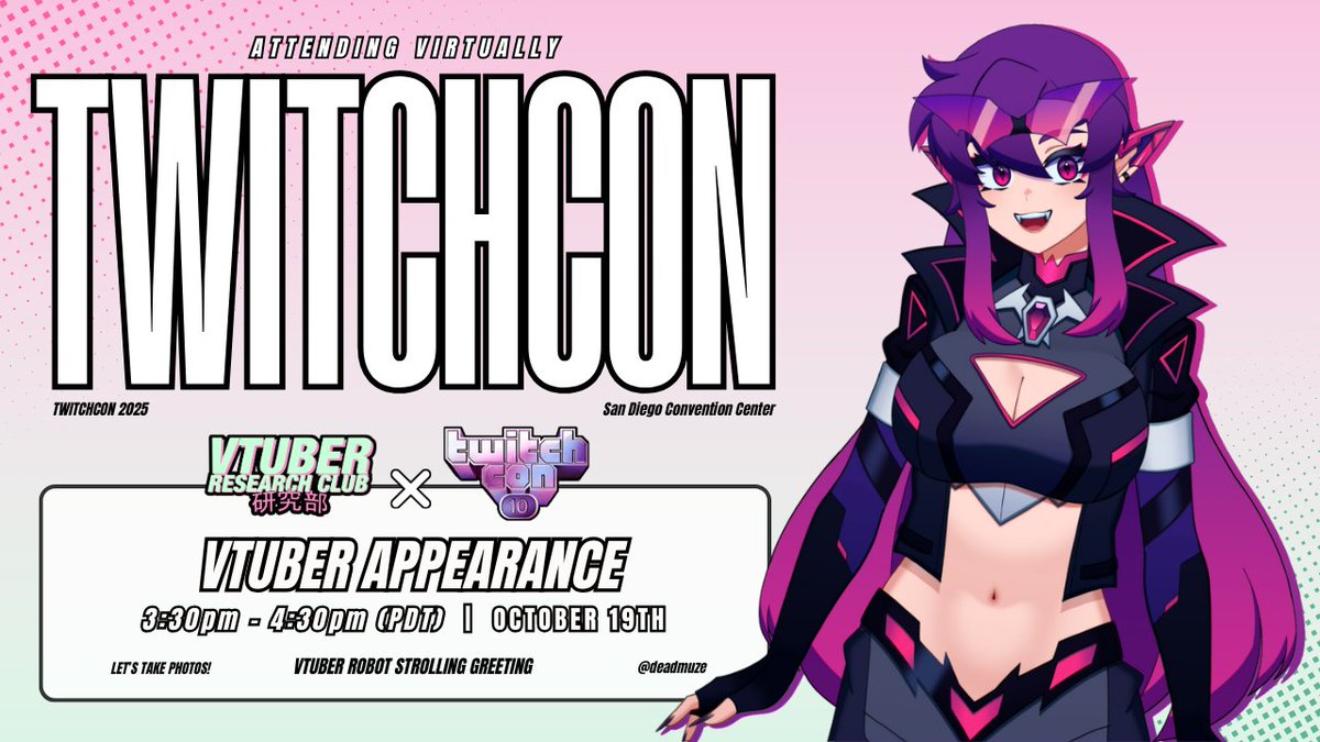 🦇🖥️WE PUT A VAMPIRE IN A ROBOT!!! 🖥️🦇

Gonna be at <a href="/TwitchCon/">TwitchCon</a>!!! Plz say hello or take a pic with me, I'm so excited to be trying this for the first time!

🗓️SUN, Oct. 19th 
📷3:30pm - 4:30pm PDT  

Big thanks to VTRC for making this happen 💜
<a href="/JohnLovesAnime/">JohnLovesAnime</a>