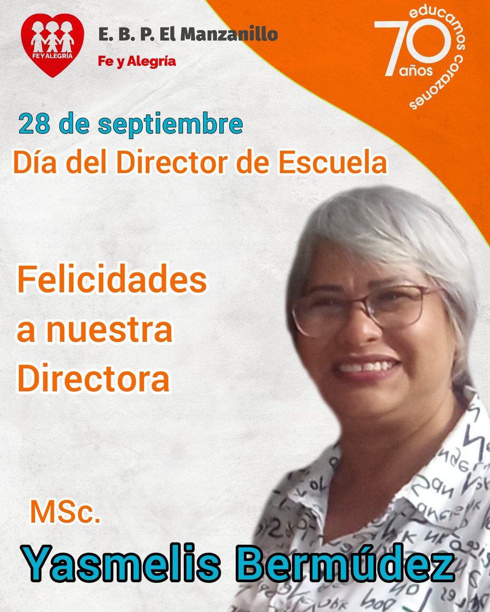 elmanzanillozu1's tweet photo. ❤️ Hoy, 28 de septiembre, celebramos con inmensa alegría y gratitud la dedicación, el compromiso y el liderazgo de cada Director y Directora que hace posible la misión de Fe y Alegría.
¡Que tengan un día maravilloso!
#28sep #diadelDirector #escuelas https://t.co/h99ZxKnJSh
