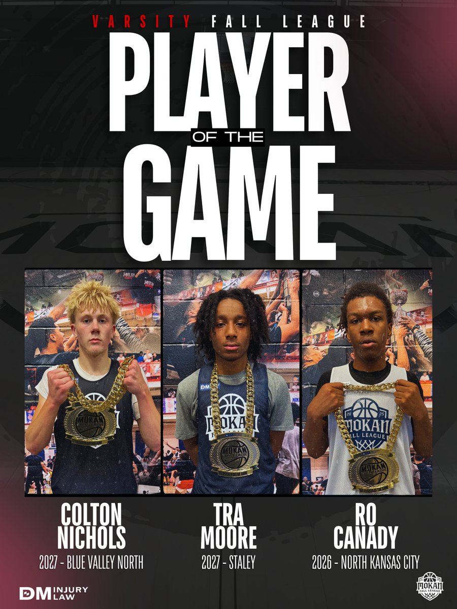 𝐌𝐎𝐊𝐀𝐍 𝐅𝐚𝐥𝐥 𝐋𝐞𝐚𝐠𝐮𝐞 | Varsity 𝙋𝙡𝙖𝙮𝙚𝙧𝙨 𝙤𝙛 𝙩𝙝𝙚 𝙂𝙖𝙢𝙚 | 𝖶𝖾𝖾𝗄 3 - Game 5

Colton Nichols | 2027 | <a href="/BVNBasketball/">BVN Basketball</a> 
Tra Moore | 2027 | <a href="/StaleyCagers/">Coach Chris Neff</a> 
Ro Canady | 2026 | <a href="/NKCBasketball/">NKCHoops</a> 

<a href="/DMInjuryLaw/">DM Injury Law</a>