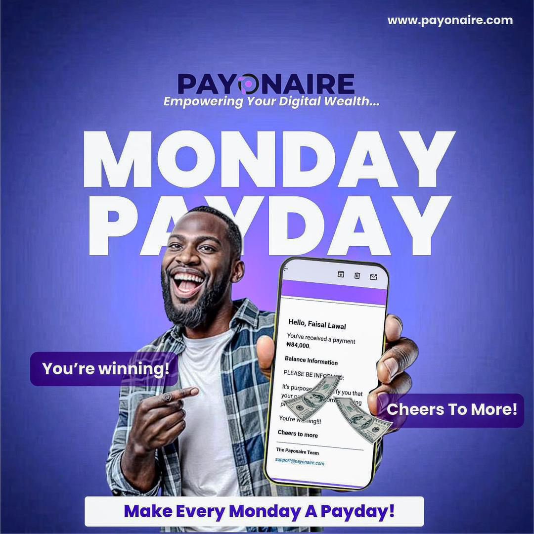 julius51232's tweet photo. Tomorrow is PAYDAY on Payonaire 💰✨ All our hardworking affiliates, get ready to cash out your earnings! 

Don’t forget every Monday is your money day with us.  #PayonairePayday #EarnBig #CashOut” https://t.co/REWgNCLUzV