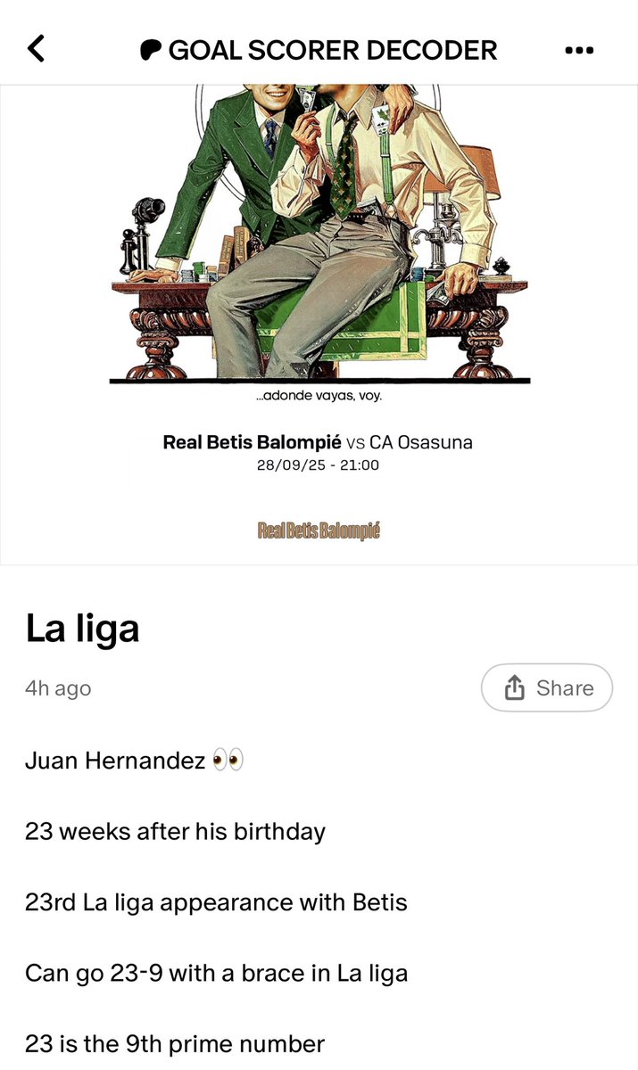 JamaicanDecoder's tweet image. Juan Hernandez 👀
23 weeks after his birthday
23rd La liga appearance with Betis
Can go 23-9 with a brace in La liga
23 is the 9th prime number
No brace thou