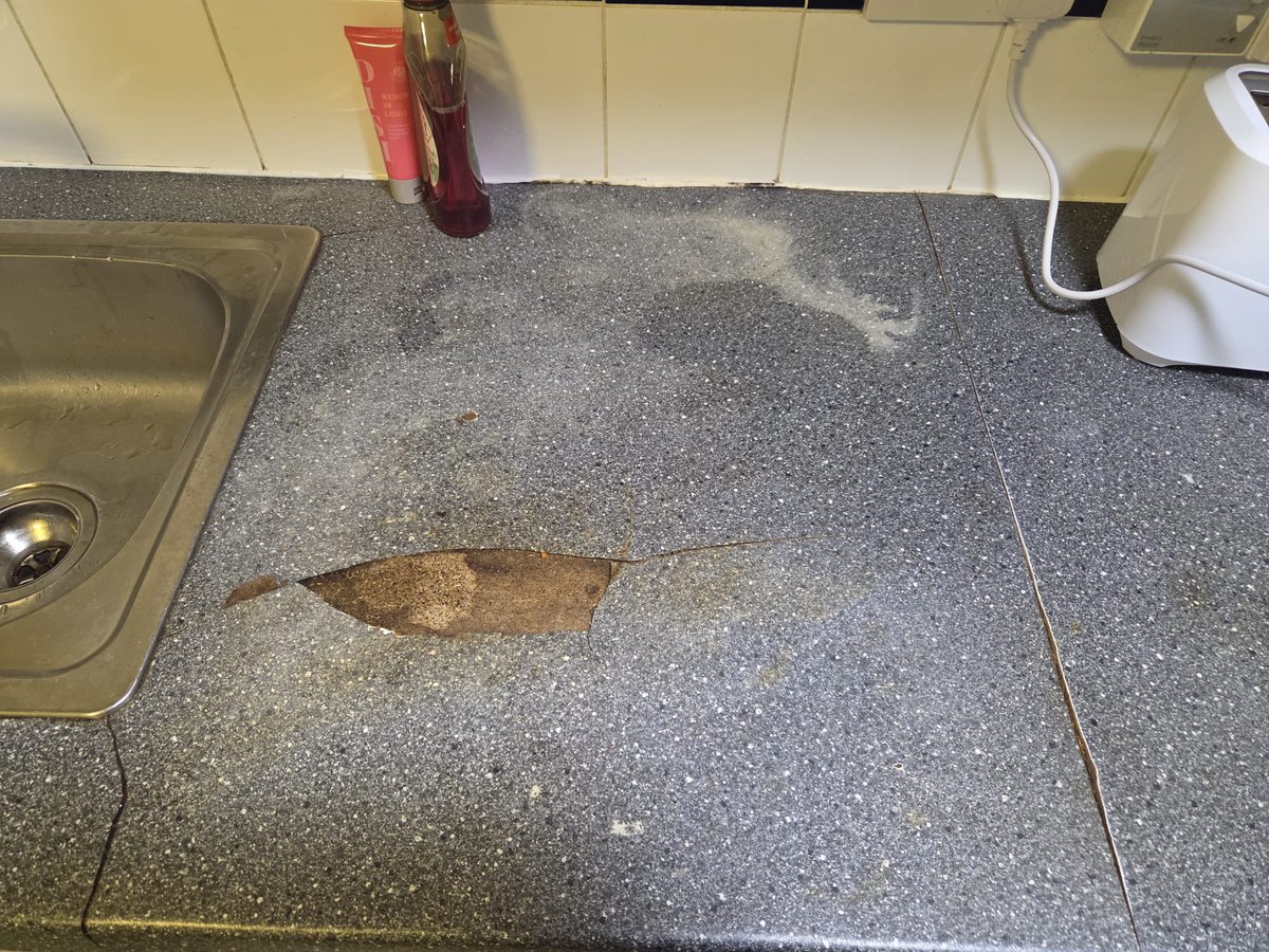 MissKYear3's tweet photo. @unibirmingham My brother has moved into campus accommodation but no one is addressing serious issues. Mould in appliances, exposed laminate worktops with wet rot, strong odors. Over £2000 deposit already paid. Attaching photos. https://t.co/iuM2Ri4oWV