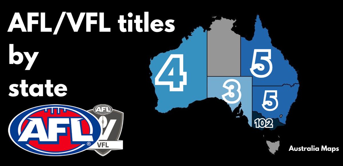 Australia_Maps's tweet photo. AFL/VFL Title by state 🇦🇺🏉
Títulos de AFL/VFL por estado 🇪🇸🏉 https://t.co/hOtJMFpvjQ