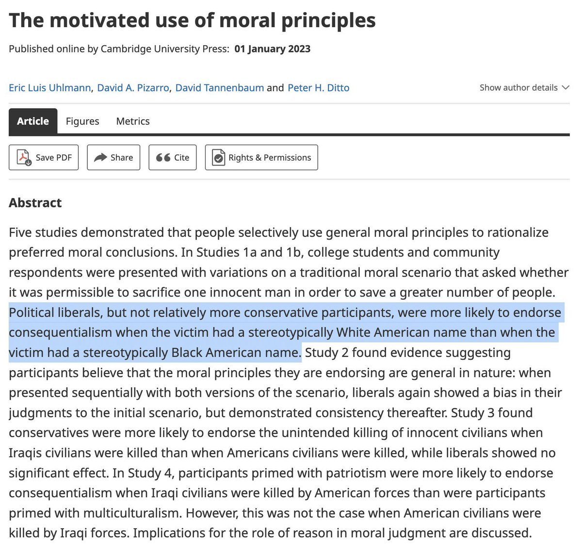 johnthenoticer's tweet image. The anti-white bias among leftists is a finding that appears in various scientific studies.
For example, Uhlmann et al. (2009) found that left-leaning individuals are more likely to approve of killing someone “for the greater good” when the victim has a stereotypically…