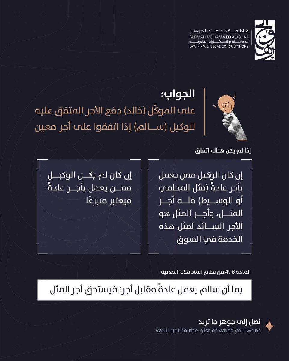 F_aljoohar's tweet photo. متى يُستحق الأجر في الوكالة،، https://t.co/Fq4mK7gTId