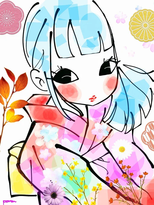 おはよー #イラスト #女の子 #ファンシー #レトロ