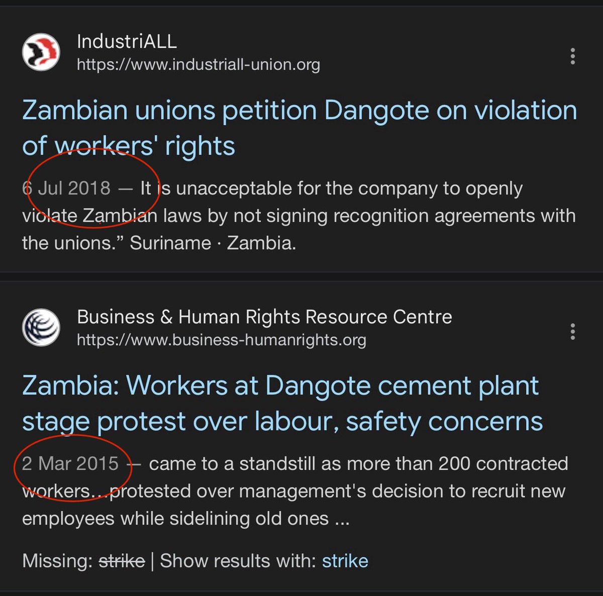 aliyuyahas's tweet photo. 2015 - Workers at Dangote cement plant stage protest over labour, safety concerns https://t.co/tFY7BRxPv4

2018 - Zambia unions petition Dangote on violation of worker’s rights https://t.co/j1bH1FYviE

2022 - Union wins after four-day strike at Dangote cement plant in Zambia https://t.co/xlzdNWBVMC