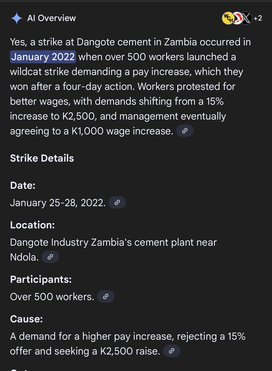 aliyuyahas's tweet photo. 2015 - Workers at Dangote cement plant stage protest over labour, safety concerns https://t.co/tFY7BRxPv4

2018 - Zambia unions petition Dangote on violation of worker’s rights https://t.co/j1bH1FYviE

2022 - Union wins after four-day strike at Dangote cement plant in Zambia https://t.co/xlzdNWBVMC