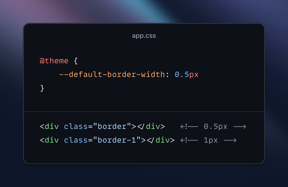 ganyicz's tweet image. Add this to your app.css to make that the default border width in Tailwind v4