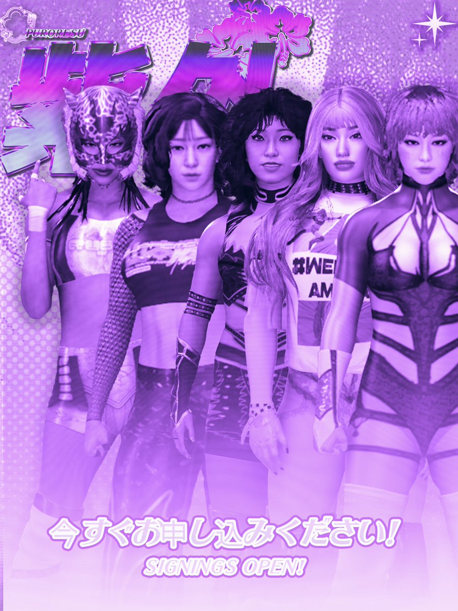 bandumresu's tweet image. PURORESU ULTRAVIOLET, AN ALL WOMEN’S JOSHI PURORESU FED. SIGNINGS ARE OFFICIALLY OPEN, DM US FOR SIGNINGS!

[#WWE2K25 #CAW #HLR]