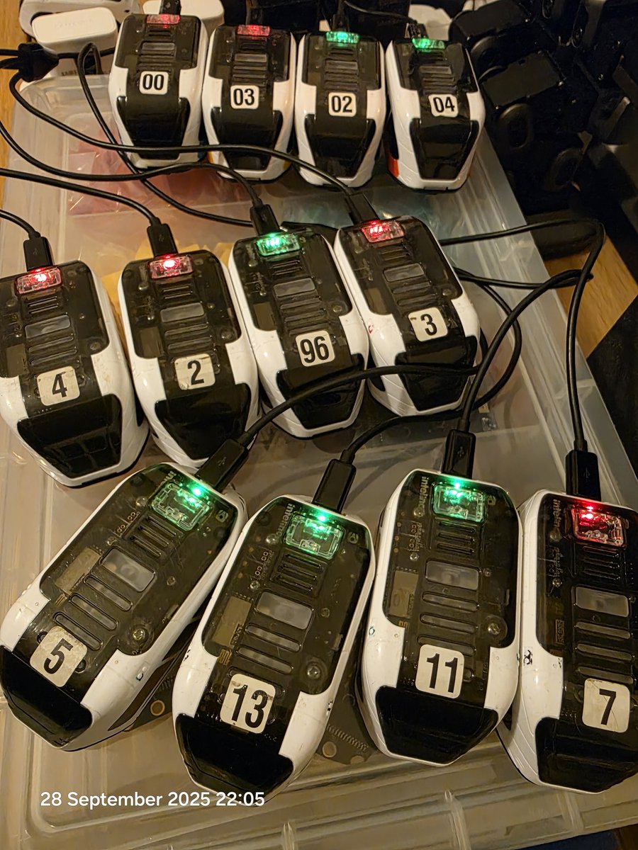 TsuiAllen's tweet photo. Trying to decide whether to take half of the @intelino fleet or all 24 engines I have for the Secondary school #Year7 recruitment evening I'm presenting at tomorrow as the probability of collisions increases with frequency of rolling stock on the track... https://t.co/0sNxebyXPA