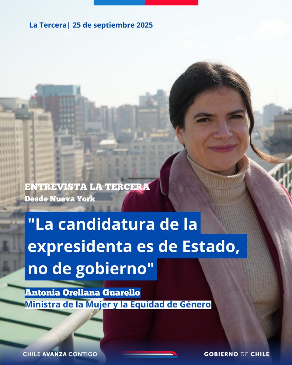 Antonia Orellana (ella/she) (@totiorellanag) on Twitter photo Apoyar la candidatura de la expresidenta Bachelet a la secretaría general es un tema de Estado, no de gobierno. Su liderazgo es sólido e innegable y demuestra también la posición de Chile en el sistema multilateral. 📰 Pase a leer en <a href="/latercera/">La Tercera</a> 👉🏼 latercera.com/politica/notic… Apoyar la candidatura de la expresidenta Bachelet a la secretaría general es un tema de Estado, no de gobierno. Su liderazgo es sólido e innegable y demuestra también la posición de Chile en el sistema multilateral. 📰 Pase a leer en <a href="/latercera/">La Tercera</a> 👉🏼 latercera.com/politica/notic…