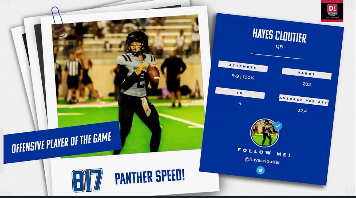 Hard work pays off!! First game back was blessed to earn offensive player of the game! 1-0.(5drives played) <a href="/Coach_Bacc/">Bryce Baccarini</a> <a href="/therealraygates/">Ray Gates</a> <a href="/CoachKPark/">Kevin Park</a> <a href="/adamgorney/">Adam Gorney</a> <a href="/GregBiggins/">Greg Biggins</a> <a href="/DMNGregRiddle/">Greg Riddle</a> <a href="/MikeRoach247/">Mike Roach</a> <a href="/GPowersScout/">Greg Powers 🏟️</a> <a href="/CoachGloria1/">Coach Gloria</a> <a href="/CoachKWhite/">Coach White</a> <a href="/PrepRedzoneTX/">Prep Redzone Texas</a>