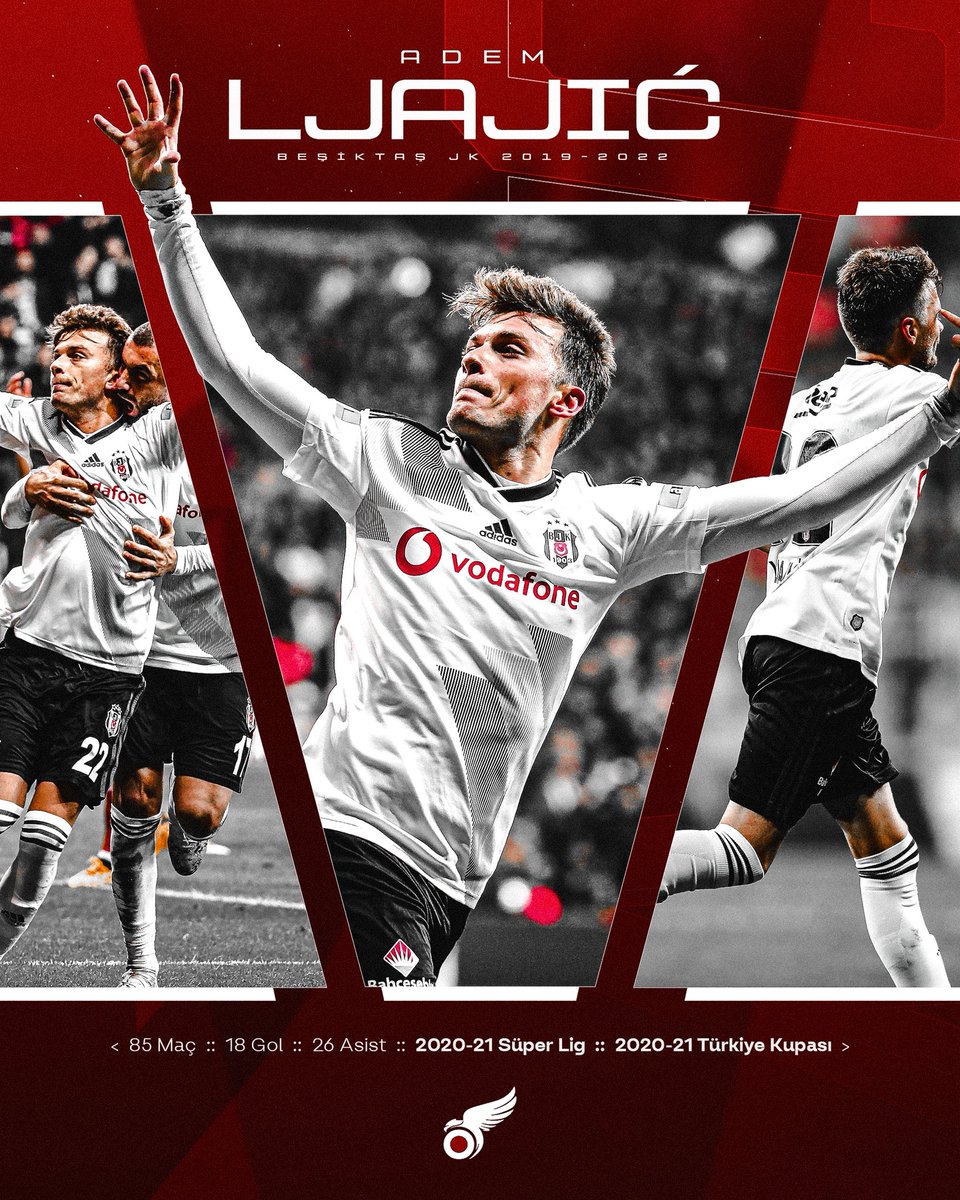 Beşiktaş formasıyla,   

🏟️ 85 maç  
⚽️ 18 gol  
🅰️ 26 asist  
🏆 1 şampiyonluk
🏆 2 kupa  

Adem Ljajic 34 yaşında!