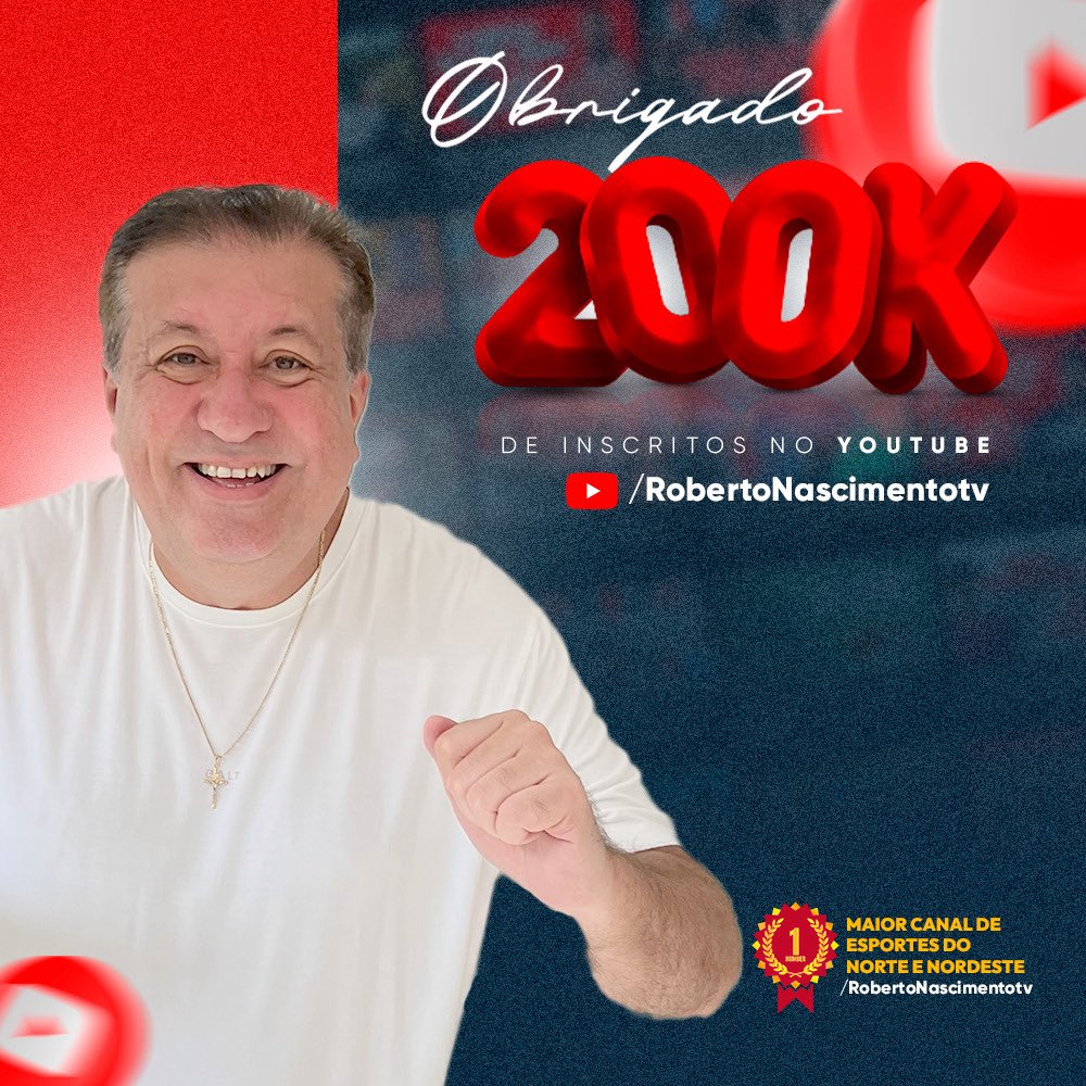 robertoNoficial's tweet photo. Só gratidão a DEUS! 
Obrigado, meu DEUS! Obrigado a todos Vocês! 

#futebol #robertonascimentotv #200k https://t.co/tDju0oUCMu