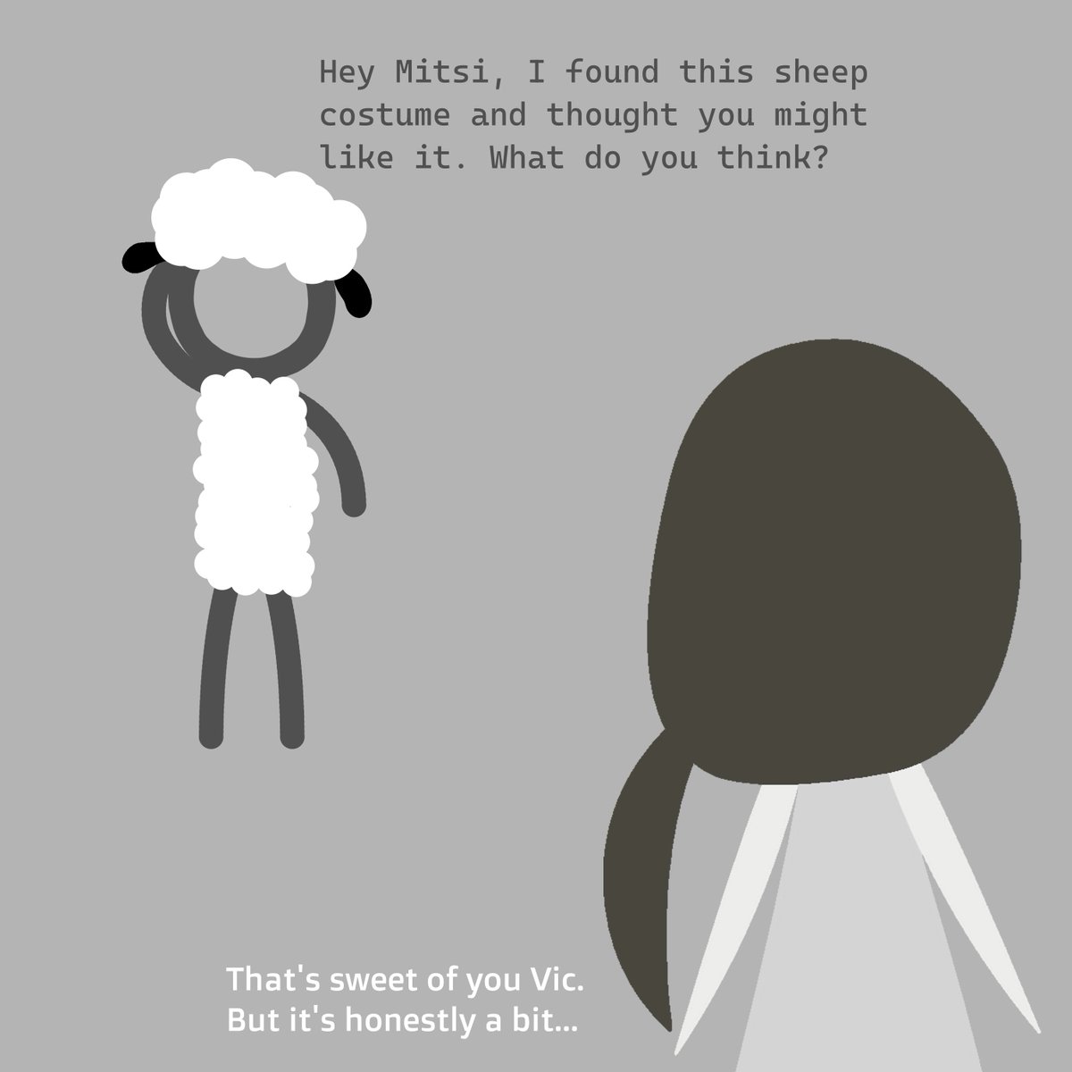 Anger81029186's tweet photo. victim dressed like a sheep for his sheep-loving wife, Mitsi. Wonder if she'll like it?

#alanbecker #animatorvsanimation https://t.co/1B8o12WmKz