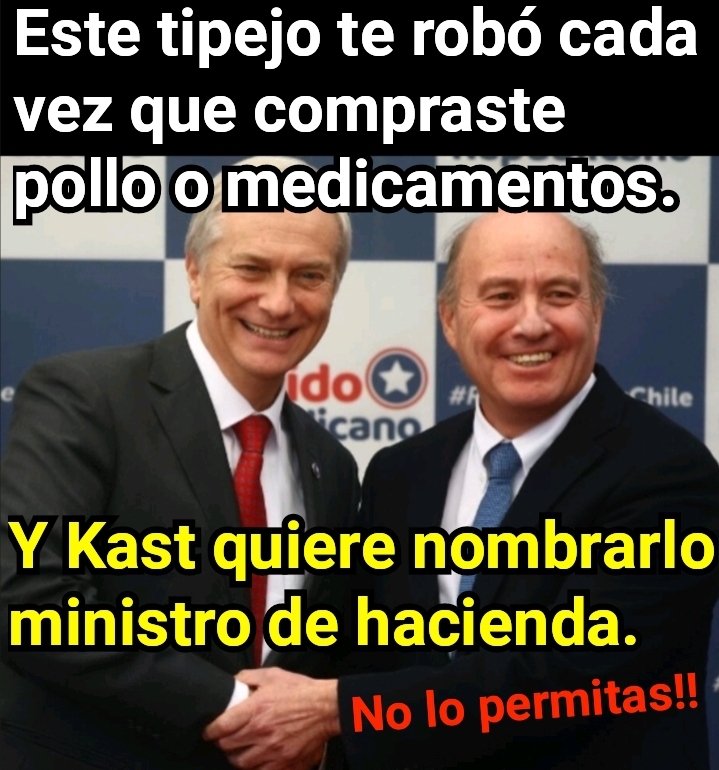 ¿Alguna vez te han metido la mano al bolsillo para robar tu dinero?
Si fue así, ¿Q sentiste?
Si pudieras encarar al ladrón, ¿Q le dirías?🤔
-Jorge Quiroz te robó mucha plata y ni siquiera te diste cuenta.
Ahora Kast quiere ponerlo a cargo del dinero de 🇨🇱.
¿Vas a permitir eso?