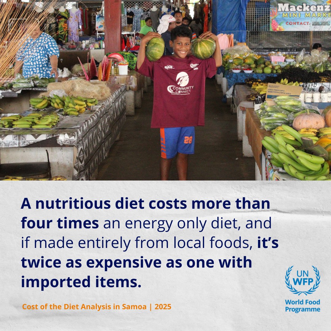 WFP_Pacific_'s tweet photo. A joint initiative of WFP Pacific and the Samoan Ministry of Agriculture and Fisheries, the Cost of the Diet analysis looks into the cost and affordability of diets, nutrient gaps and modelling of interventions to improve diets in Samoa 🇼🇸.

Full report: https://t.co/TnHM9lI45A https://t.co/hQhkMjZnCi