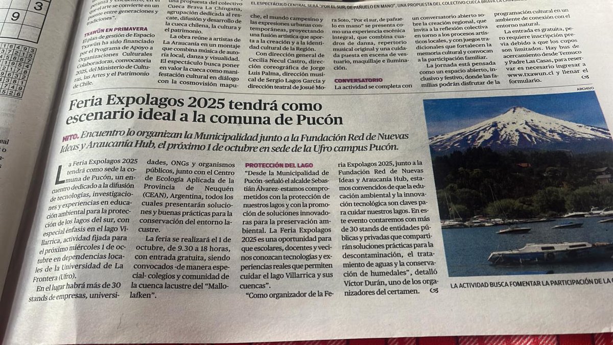Noticia Feria Expolagos en Diario Austral Araucanía